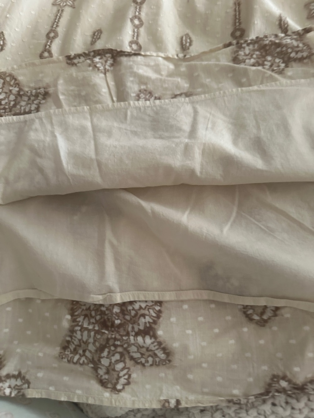 100% Cotton - White/Cream Embroidered Summer Dress - Neutral Floral + Pockets - Picture 10 of 12